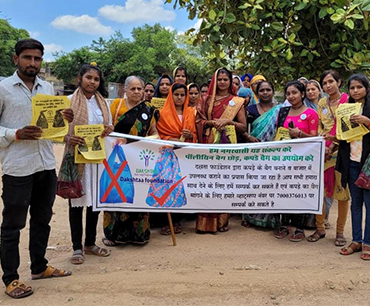 Public awareness by rally in market for stop use Polythene